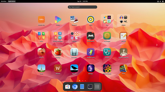 Screenshot of the default Endless OS 6 desktop