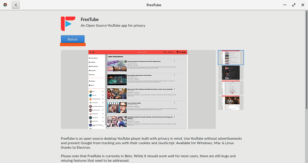 FreeTube 0.19.0 free instals