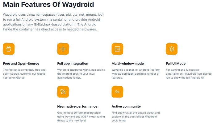 Waydroid features